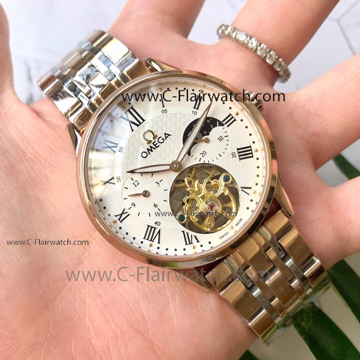 Omega Flying Tourbillon Moonphase Watches 2-Tone Rose Gold